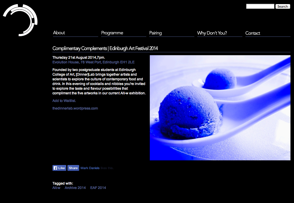 Complimentary Compliments — Screen-shot from the New Media Scotland site